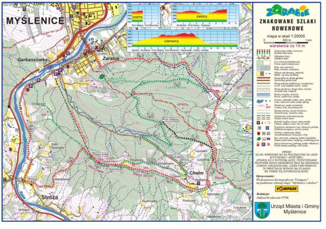 Mapa- Miasto i Gmina Myślenice, trasy i główne atrakcje 